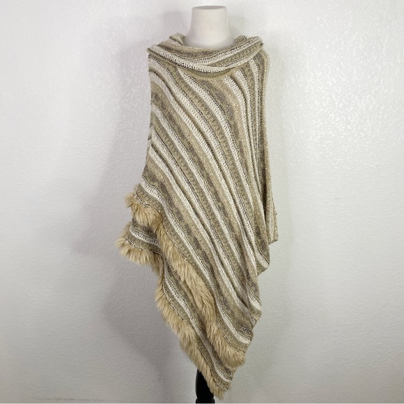 Plaid Faux Fur Trimmed Poncho (OS) (Pack of 6) main image 1